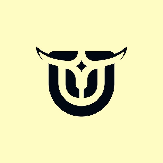 Vector letter u bull head logo illustration design