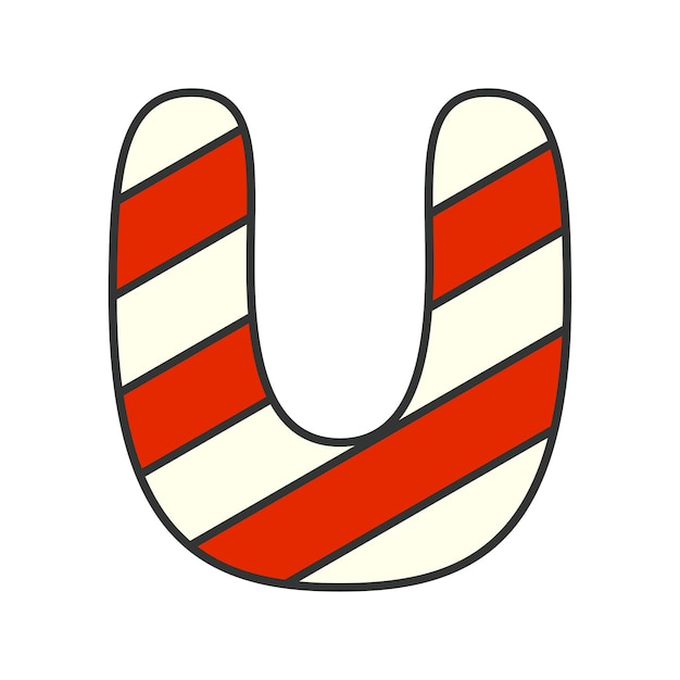 Illustrazione vettoriale di lettera u candy cane