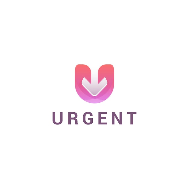 Letter U creative 3d red color urgent arrow speedy logo