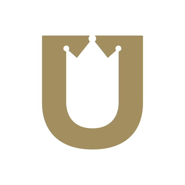 Modello di vettore dell'icona del logo della corona della lettera u