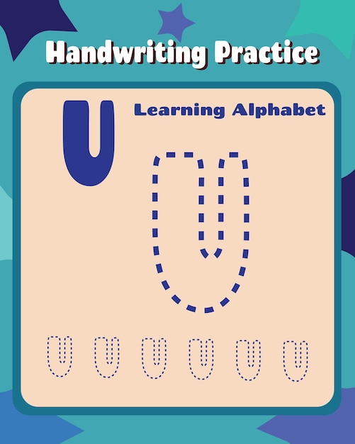 Lettera u carino bambini colorato abc alfabeto traccia pratica foglio di lavoro per i bambini che imparano in stampabile