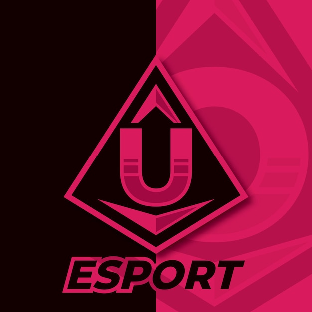 Letter U esport logo driehoek esport logo ontwerp sjabloon badge esport logo illustratie vector