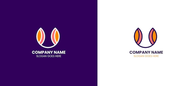 Letter U flat icon logo design