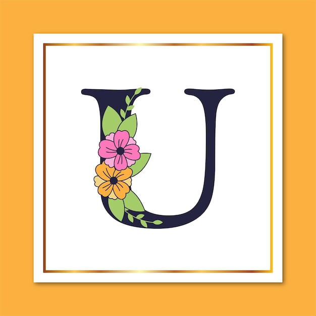 Vector letter u floral elegant decorative logo