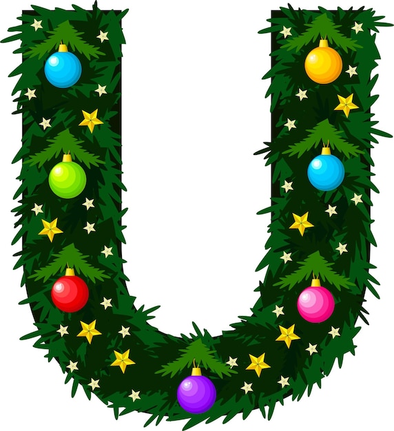 The letter u font in the form of a christmas tree