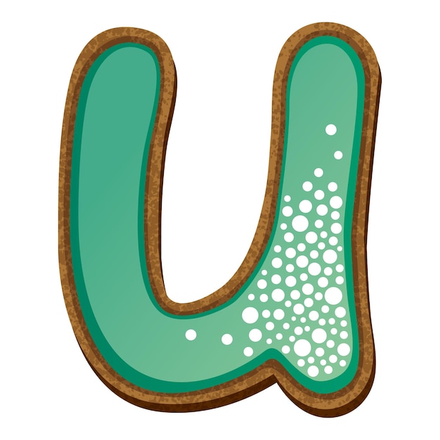 Letter u in the form of cookies with aquamarine icing alphabet vector illustration