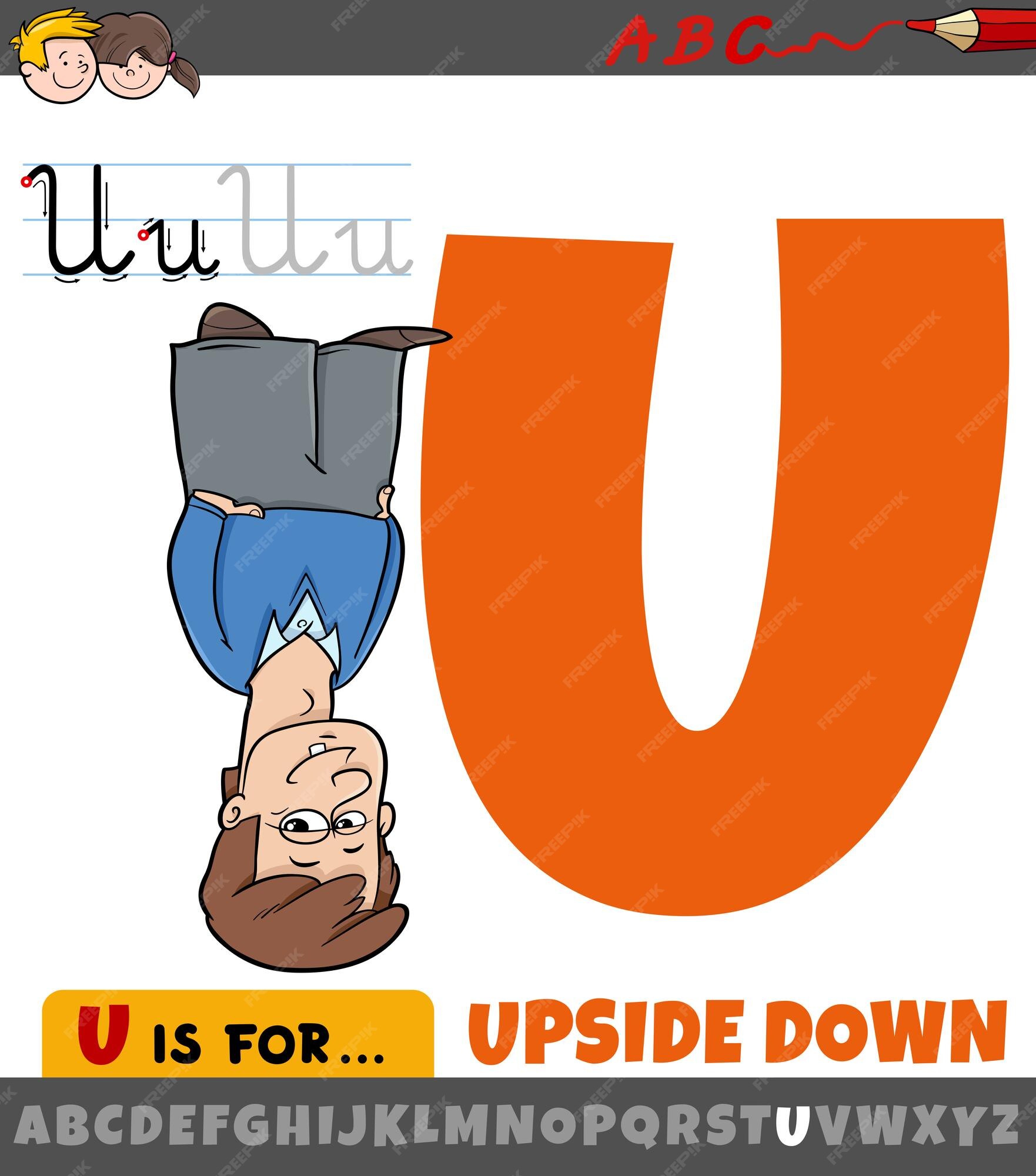 Premium Vector | Letter u from alphabet with cartoon upside down word Premium Vector | Letter u from alphabet with cartoon upside down word