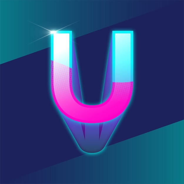 Vector letter u glow logo