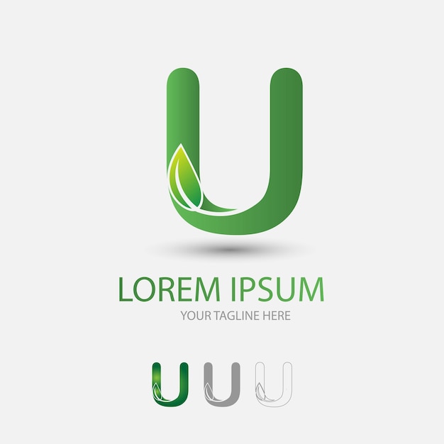 Letter u green care leafy logo