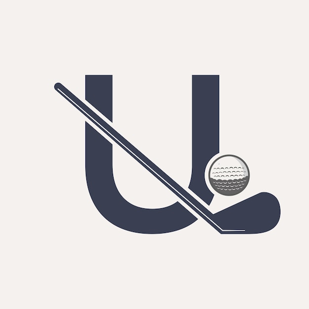 Lettera u logo del torneo di hockey modello di logo del distintivo di hockey su ghiaccio