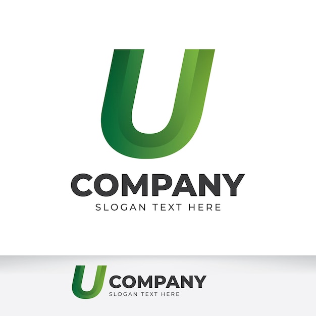 Letter U illustration template simple professional letter logo design with gradient color style