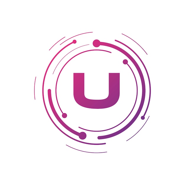 Letter U Initial Cyber Multimedia Logo