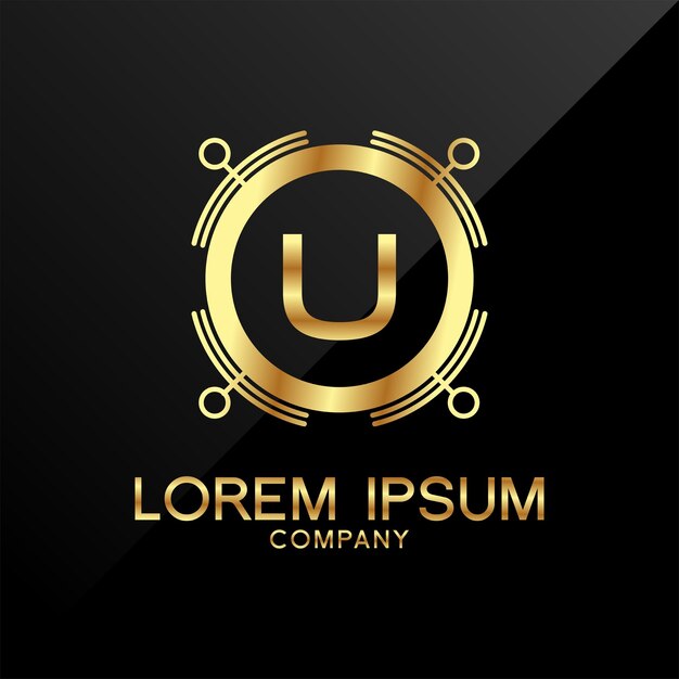 Vector letter u kroon gouden premium logo-ontwerp