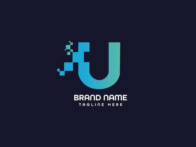 A letter u logo with a pixelated letter