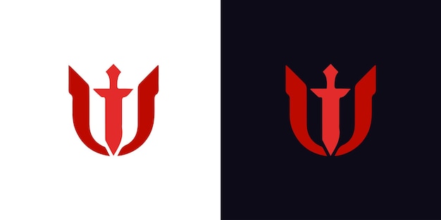 Letter u logo with the sword icon