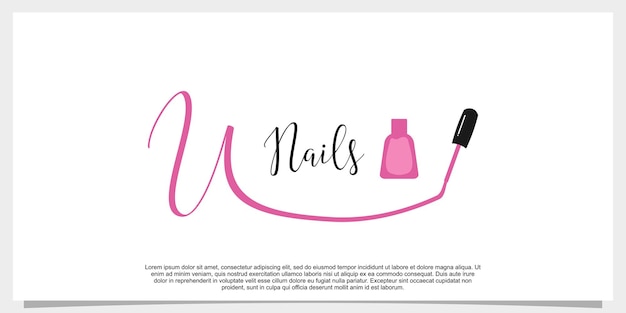 Letter u met pictogram nagellak logo ontwerpsjabloon