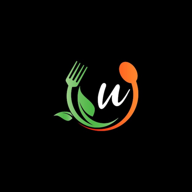 Letter U Monogram ontwerp Abstract geïsoleerd voedsel vector sjabloon vers voedsel groenten logo gezond f