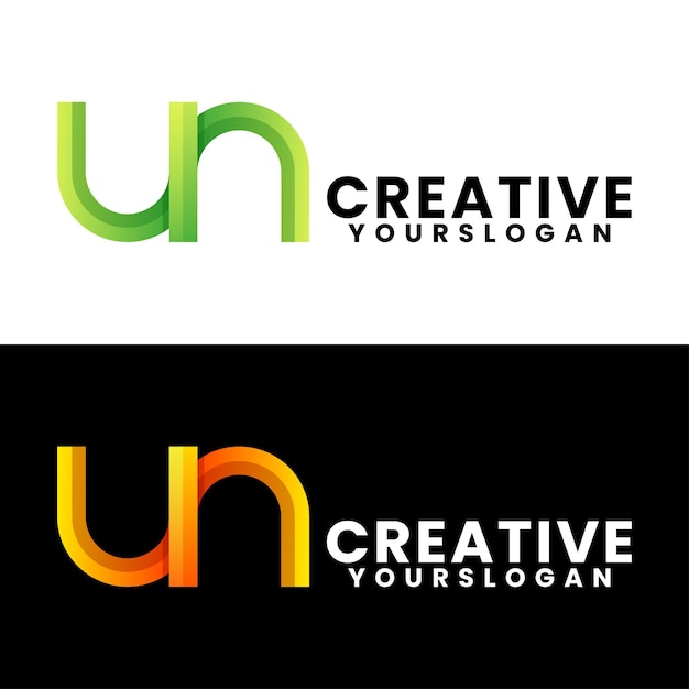 Letter U and N gradient logo design