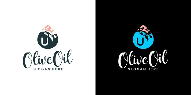 Letter u Olive Oil logo design
