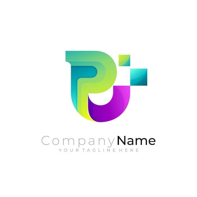 Vector letter u and p logo design combination up icon