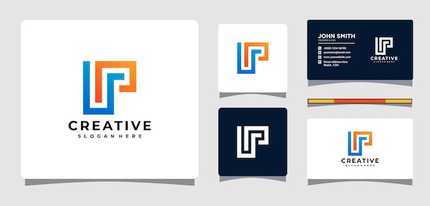 Letter u p logo template with business card design inspiration