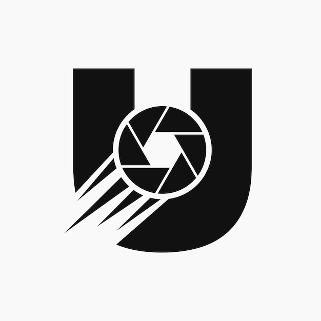 Letter U Photography Logo Camera Lens Concept Photography Camera Symbol Vector Template