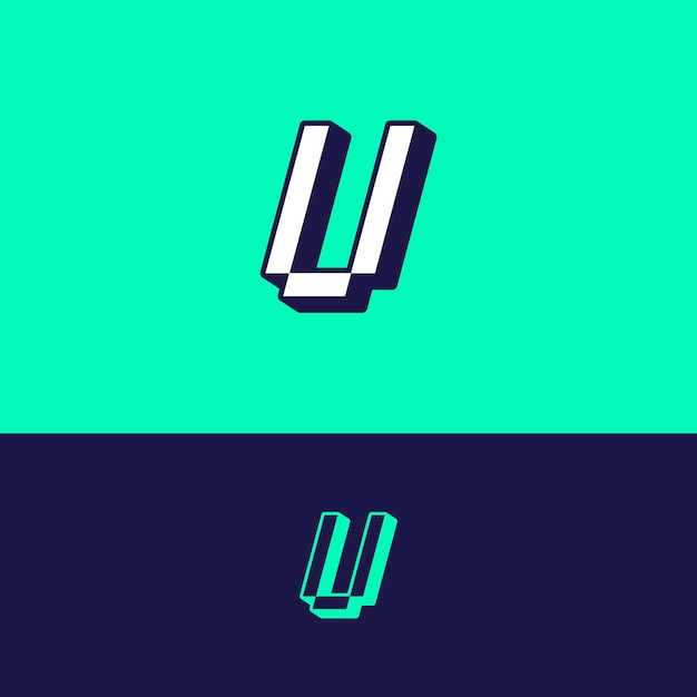 Vector letter u pixel logo template design