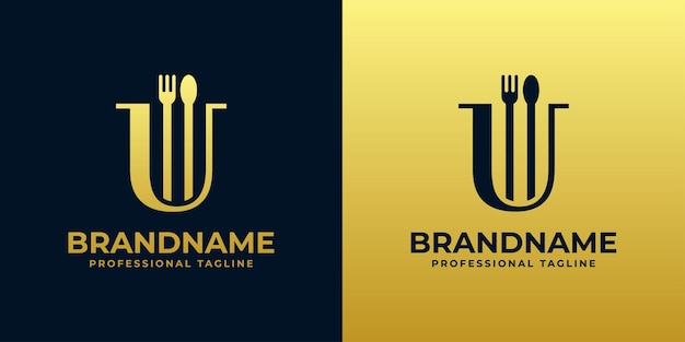 Logo del ristorante lettera u adatto a qualsiasi attività commerciale correlata al catering bar ristorante con iniziali u