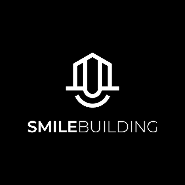 letter U and smile building logo design