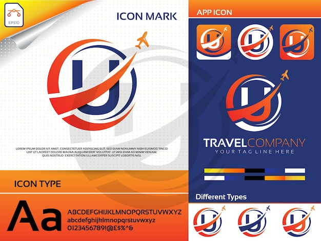 Vector letter u travel logo premium vector