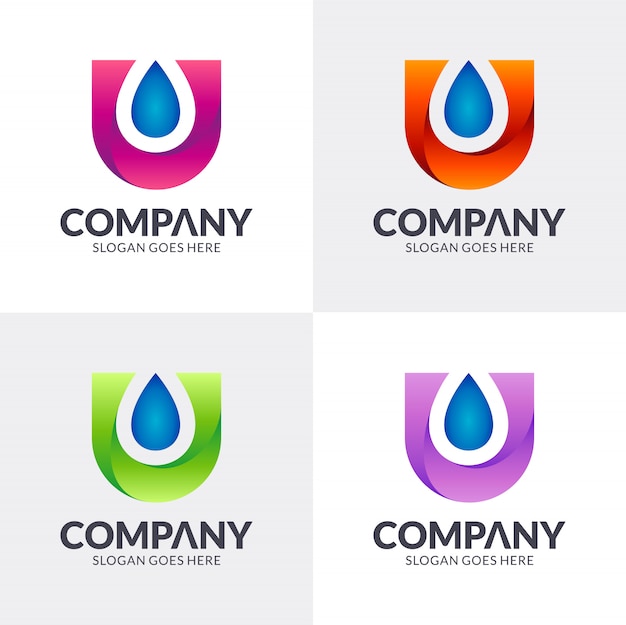 Vector letter u + water drop logo