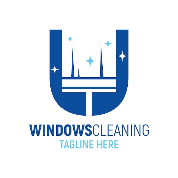 Letter U Window Cleaning Logo Design Template Inspiration, Vector Illustration.