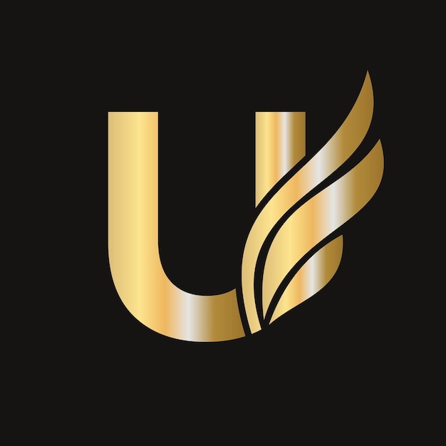 Letter U Wing Logo Design voor vracht een transport symbool vleugel logo sjabloon