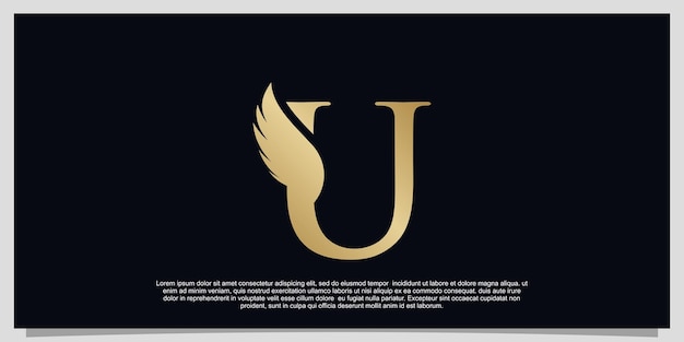 Letter U wings logo design simple concept Premium Vector