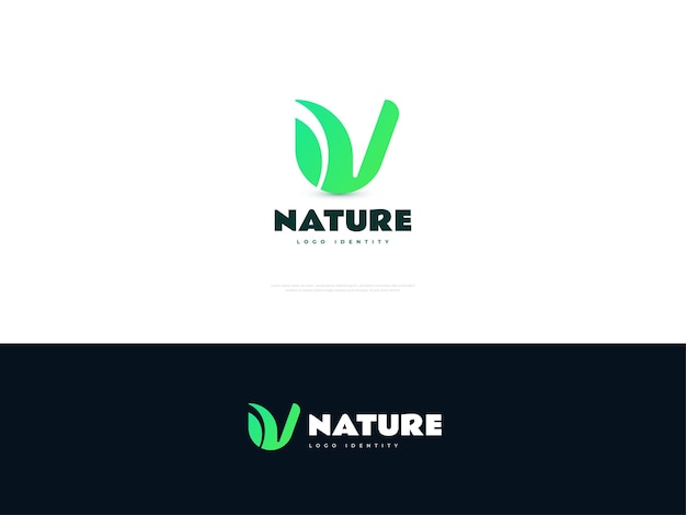 Letter U with Nature Leaf Logo Design Initial U Logo or Icon with Nature Concept in Green Gradient Vector Illustration