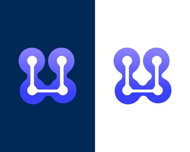 技術とテクノロジーのロゴと文字 u ドットのモダンなロゴ デザイン テンプレートと文字 u