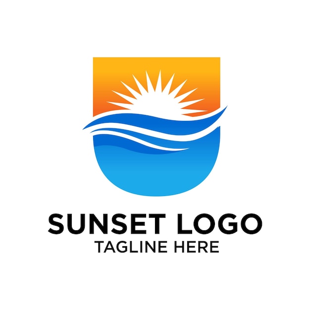 Letter U zonsondergang Logo ontwerpsjabloon inspiratie vectorillustratie