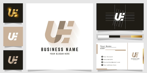 Letter UE or UYE monogram logo with business card design