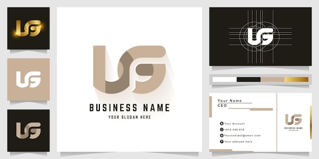 Логотип монограммы Letter UG или LG с дизайном визитной карточки