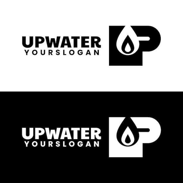 Lettera up e design del logo dell'acqua