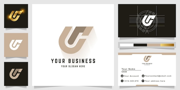 Letter ur of lr monogram logo met visitekaartje ontwerp