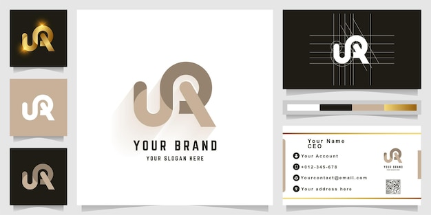 Letter UR or SR monogram logo with business card design