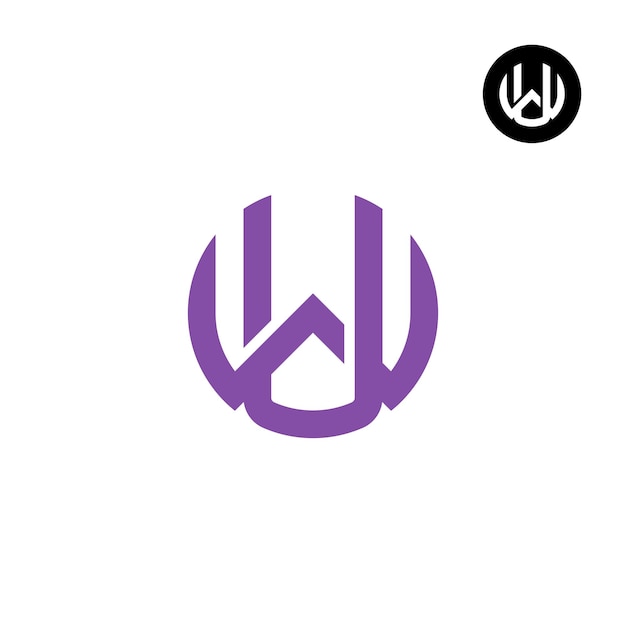 Вектор Буква uw wu circle bold дизайн логотипа