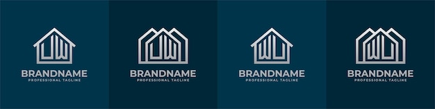 Буквы UW и WU Home Logo Set Подходит для любого бизнеса, связанного с интерьером строительства дома с инициалами UW или WU.