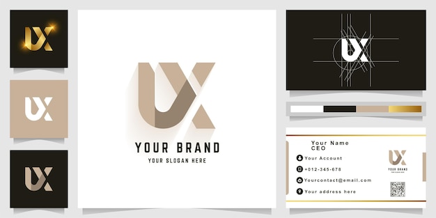 Letter UX of LUX monogram logo met visitekaartje ontwerp