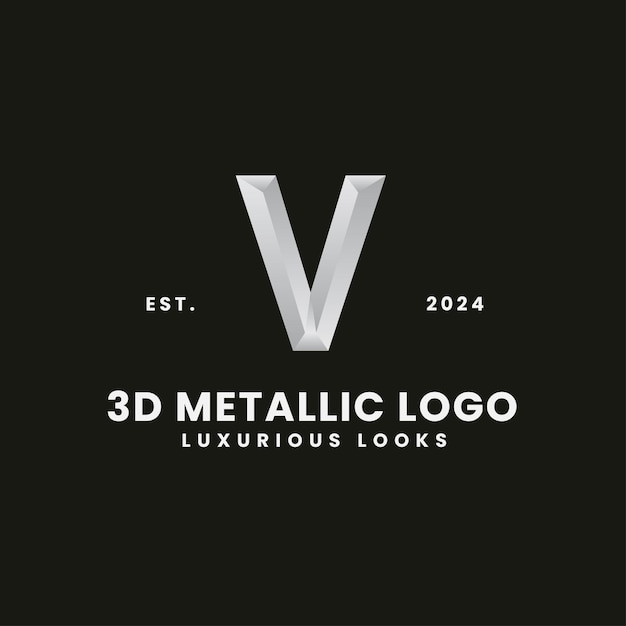 Vector letter v 3d monochroom concept logo royale en klassieke branding