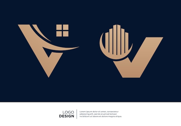 Vector letter v building logo designs collection