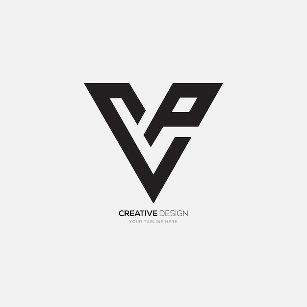 Letter v c p triangle line art minimalist unique monogram logo