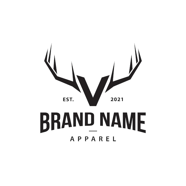 letter V and deer logo design