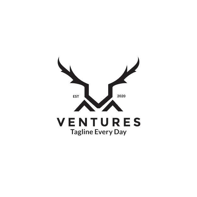 Letter V en hertenhoorn logo-ontwerp